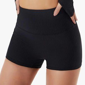 Women's Ribbed Seamless High Waisted Workout Gym Yoga Shorts